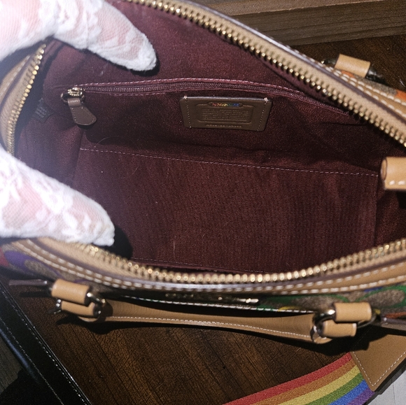 Coach Rowan Satchel Bag and Wallet ln Rainbow Signature Canvas - Picture 10 of 16